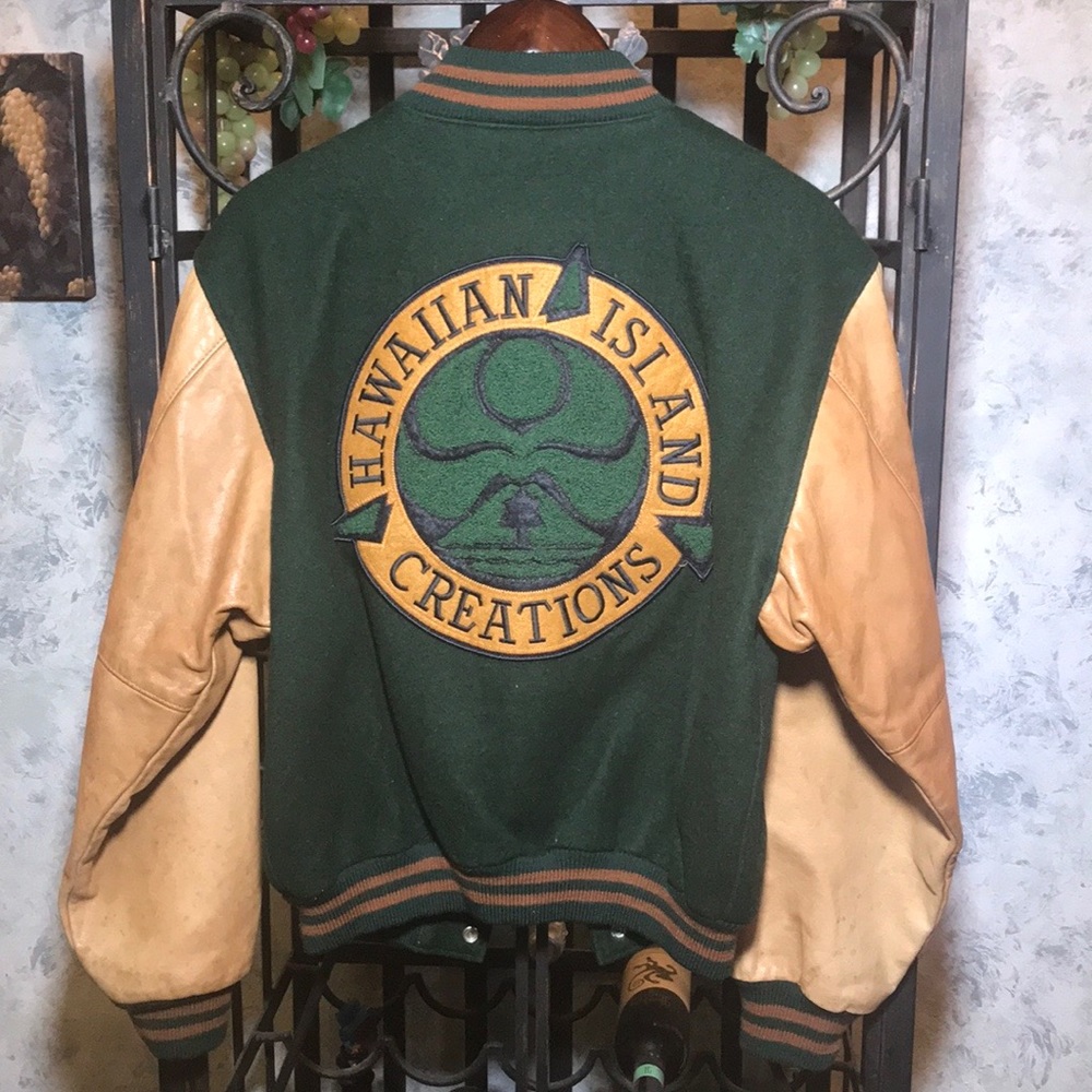 VINTAGE HAWAIIAN ISLAND CREATIONS LETTERMAN JACKET